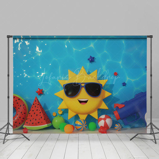 Lofaris Summer Vibe Cartoon Balloons Cake Smash Backdrop