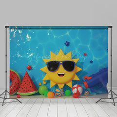 Lofaris Summer Vibe Cartoon Balloons Cake Smash Backdrop