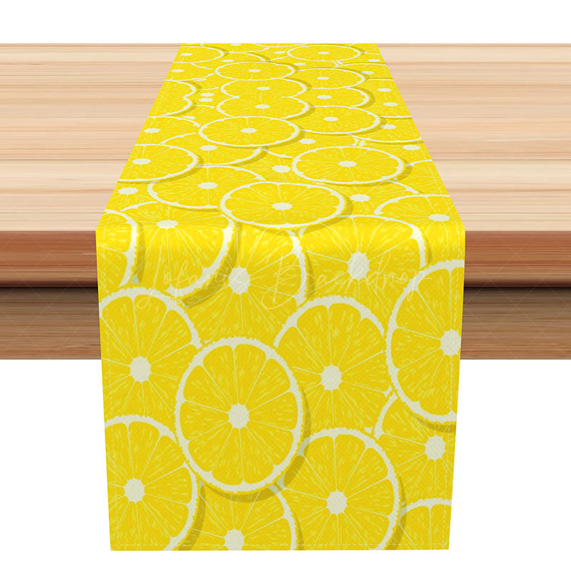 Lofaris Summer Vibe Lemon Table Runner Mediterranean Coast Style with Fresh Citrus Yellow Kitchen and Dining Decor