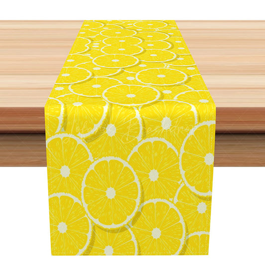 Lofaris Summer Vibe Lemon Table Runner Mediterranean Coast Style with Fresh Citrus Yellow Kitchen and Dining Decor