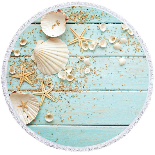 Lofaris Summer Vibe Ocean Seashell View Round Beach Towel