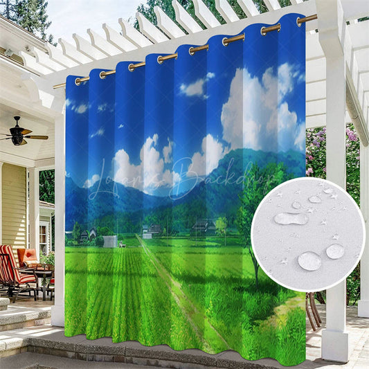 Lofaris Summer Wheat Field Waterproof Printed Outdoor Curtains For Gazebo