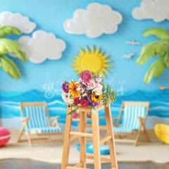 Lofaris Summertime Beach Scene Palm Tree Sun Vibe Backdrop