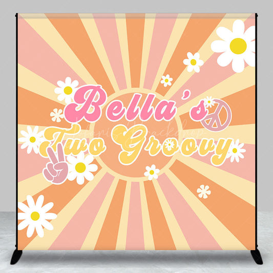 Lofaris Sun Daisy Two Groovy Custom Name Birthday Backdrop