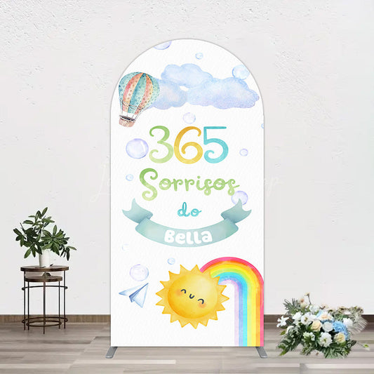 Lofaris Sun Rainbow 365 Sorrisos Do 1st Birthday Arch Backdrop
