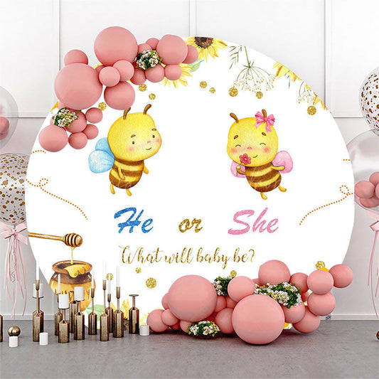 Lofaris Sunflower Bee He Or She Round Gender Reveal Backdrop