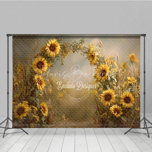 Lofaris Sunflower Field Arch Backdrop Rustic Wildflower Photo Prop Summer Fall Garden Wedding Background