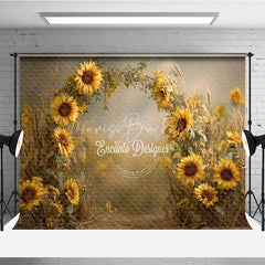 Lofaris Sunflower Field Arch Backdrop Rustic Wildflower Photo Prop Summer Fall Garden Wedding Background