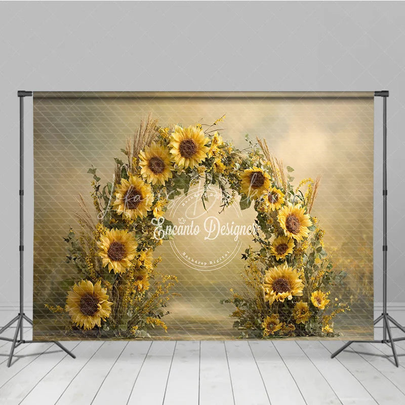 Lofaris Sunflower Floral Arch Backdrop Rustic Wildflower Photo Prop Summer Fall Garden Party Background