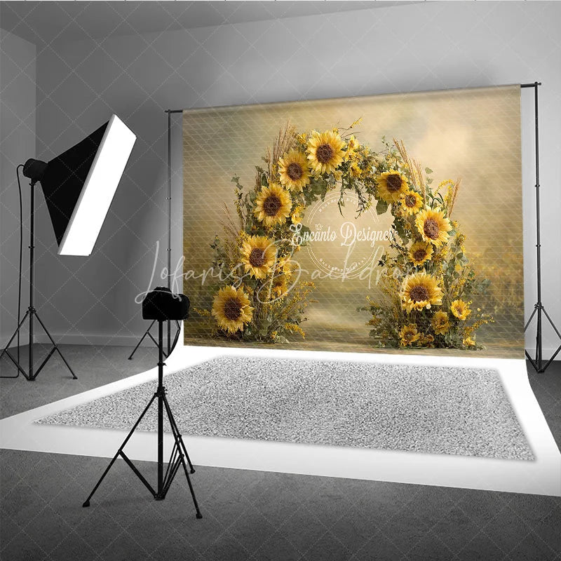 Lofaris Sunflower Floral Arch Backdrop Rustic Wildflower Photo Prop Summer Fall Garden Party Background