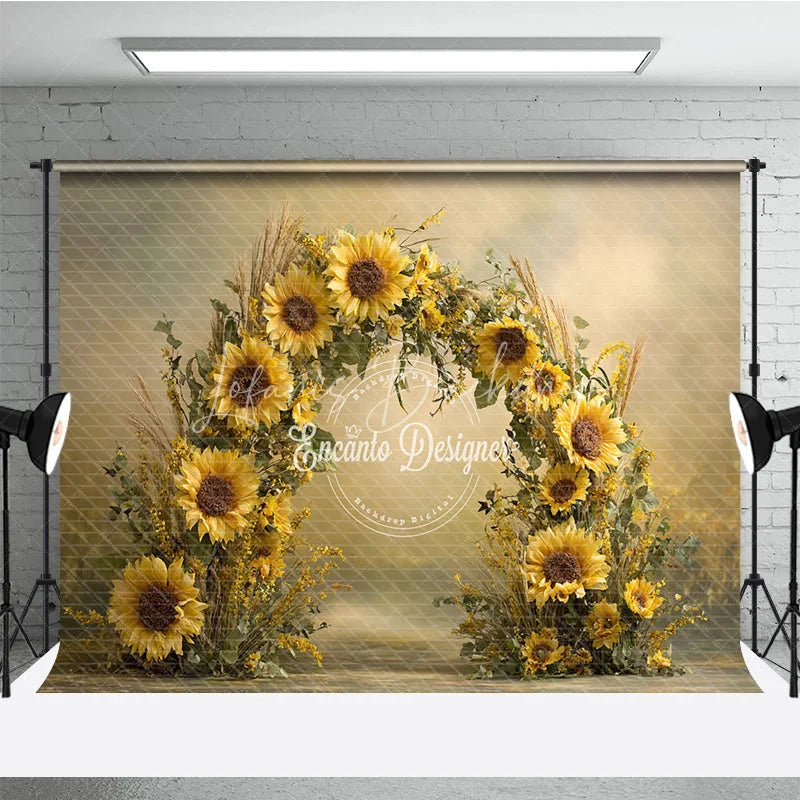 Lofaris Sunflower Floral Arch Backdrop Rustic Wildflower Photo Prop Summer Fall Garden Party Background