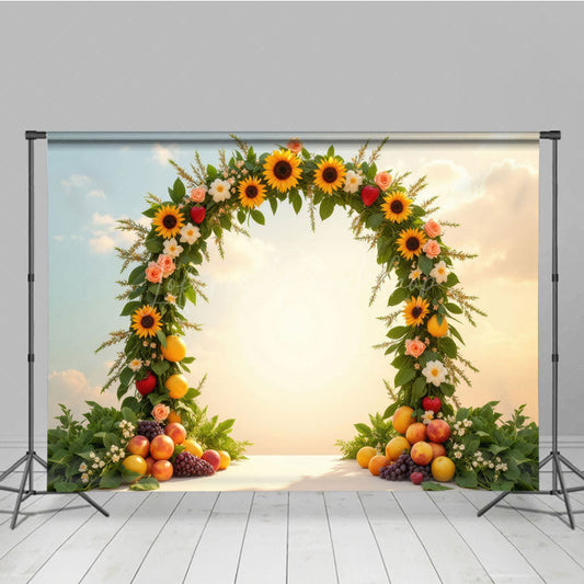 Lofaris Sunflower Garland Fruit Summer Backdrop For Photo