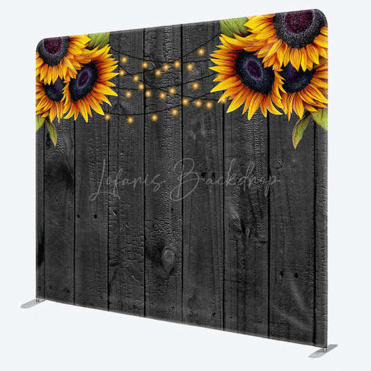 Lofaris Sunflower Grey Wooden Wedding Pillow Cover Backdrop