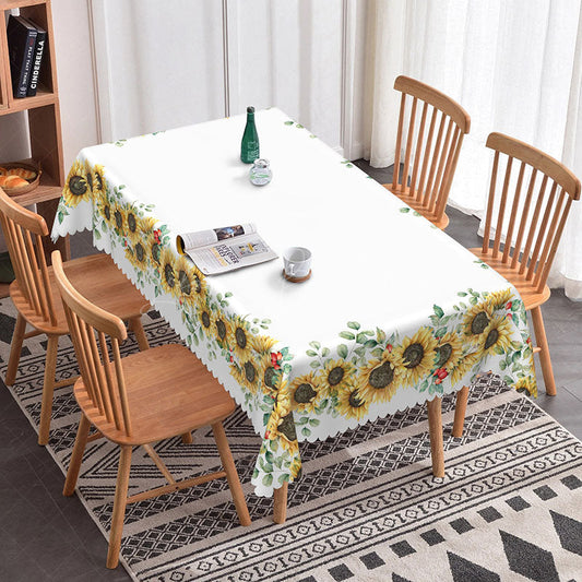 Lofaris Sunflower Pattern Edge Decorated Dining Tablecloth