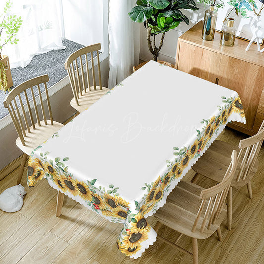 Lofaris Sunflower Pattern Edge Decorated Dining Tablecloth