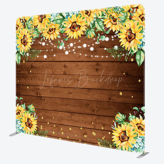Lofaris Sunflower Wood Grain Wedding Pillow Cover Backdrop