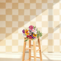 Lofaris Sunlight Beige Checkered Light Wall Summer Backdrop