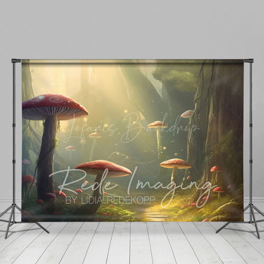 Lofaris Sunlight Mystical Mushroom Forest Photo Backdrop