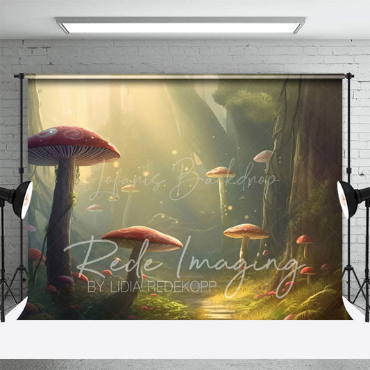 Lofaris Sunlight Mystical Mushroom Forest Photo Backdrop