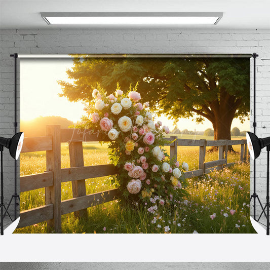 Lofaris Sunlight summer Field Floral Fence Wedding Backdrop