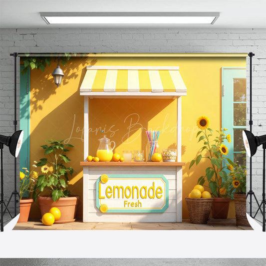 Lofaris Sunlight Summer Fresh Lemonade Stand Photo Backdrop