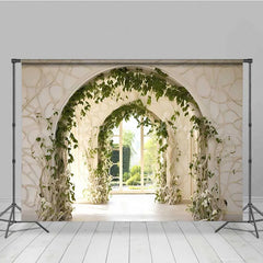 Lofaris Sunlit Garden Archway with Green Vines Combo Set Backdrop Elegant Castle Architecture Photo Background