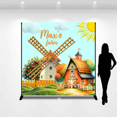 Lofaris Sunny Windmill Farm Fresh Custom Birthday Backdrop