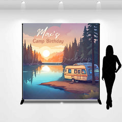 Lofaris Sunrise Camping Lake Side Custom Birthday Backdrop