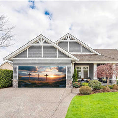 Lofaris Sunrise Cloud Field Cross Easter Garage Door Banner