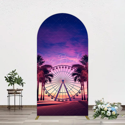 Lofaris Sunset Ferris Wheel Beach Babychella Arch Backdrop