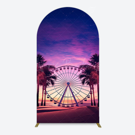 Lofaris Sunset Ferris Wheel Beach Babychella Arch Backdrop
