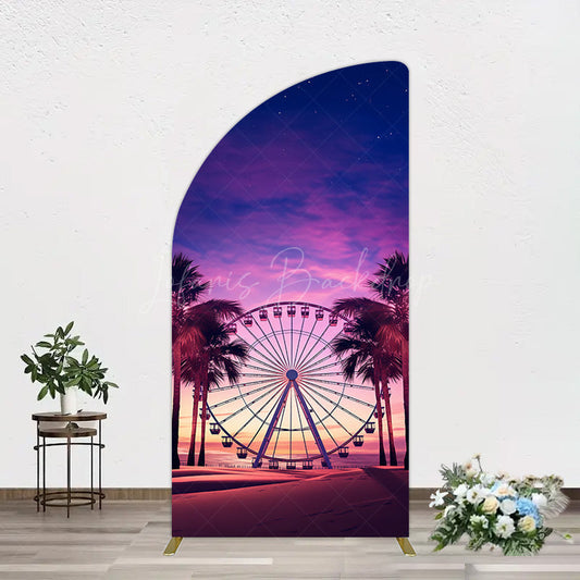 Lofaris Sunset Ferris Wheel Beach Babychella Half Moon Arch Backdrop