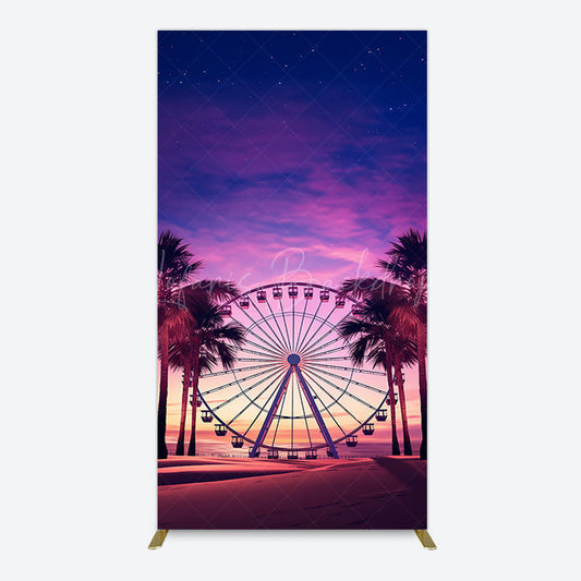 Lofaris Sunset Ferris Wheel Beach Babychella Rectangle Backdrop