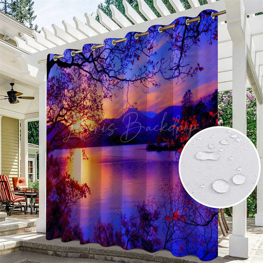 Lofaris Sunset Lake Waterproof Landscape Outdoor Curtains For Gazebo