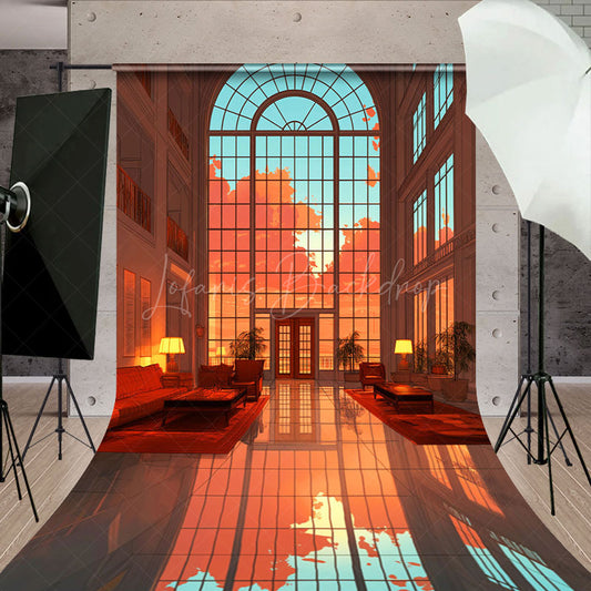 Lofaris Sunset Modern Living Room Window Sweep Photo Backdrop