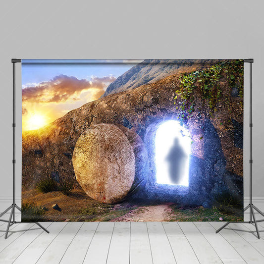 Lofaris Sunset Open Grave Jesus Resurrected Easter Backdrop