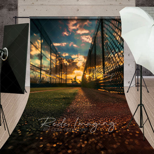 Lofaris Sunset Sky Baseball Field Sports Sweep Photo Backdrop