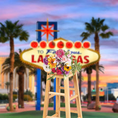 Lofaris Sunset Sky Palm Trees Summer Casino Photo Backdrop
