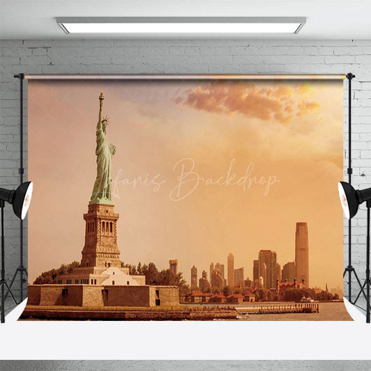 Lofaris Sunset View Of The Statue Liberty Photo Backdrop