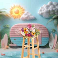 Lofaris Sunshine Beach Coconut Tree Truck Summer Backdrop