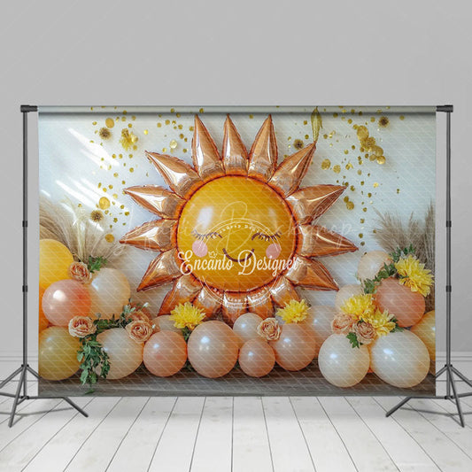 Lofaris Sunshine Floral Balloon Sweet Cake Smash Backdrop