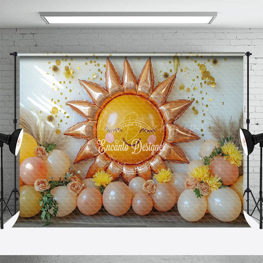 Lofaris Sunshine Floral Balloon Sweet Cake Smash Backdrop