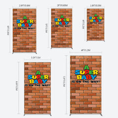 Lofaris Super Bricks Wall Cartoon Baby Shower Rectangle Backdrop