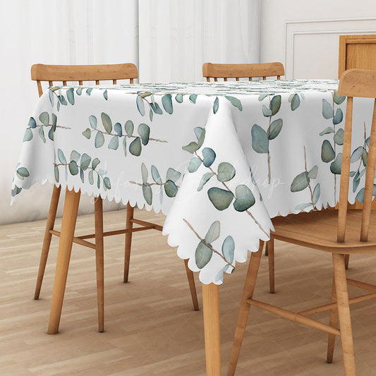 Lofaris Sweet and Fresh Spring Rectangle Tablecloth with Green Leaves for Botanical Garden Party Decorations