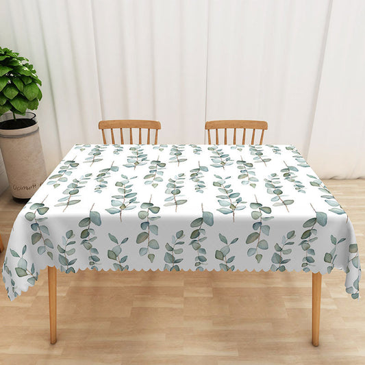 Lofaris Sweet and Fresh Spring Rectangle Tablecloth with Green Leaves for Botanical Garden Party Decorations