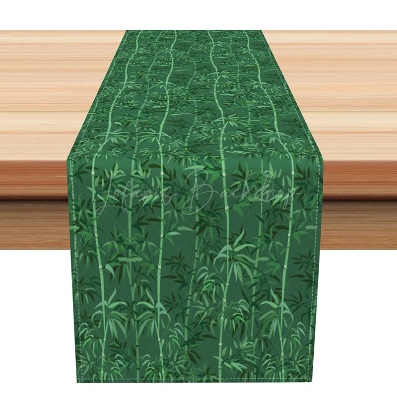 Lofaris Sweet Boho Bamboo Forest Table Runner Fresh Green Spring Vibe Zen Garden Themed Kitchen or Dining Room Decor