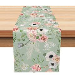 Lofaris Sweet Boho Floral and Leaves Table Runner Fine Art Botanical Design Fresh Autumn Kitchen or Dining Room Decor