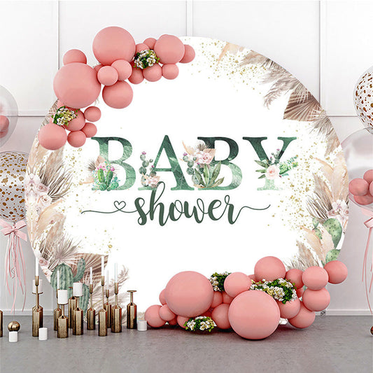 Lofaris Sweet Boho Floral Elegant Round Baby Shower Backdrop