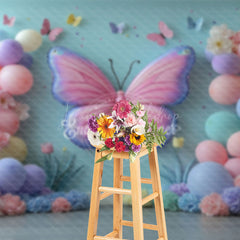 Lofaris Sweet Butterfly Balloons Floral Cake Smash Backdrop
