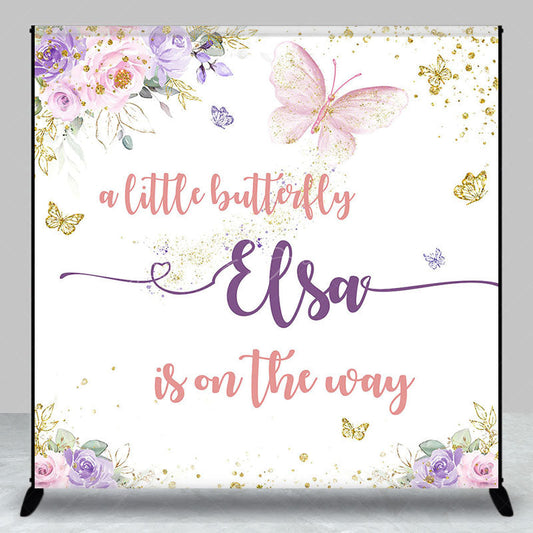 Lofaris Sweet Butterfly Floral Custom Baby Shower Backdrop
